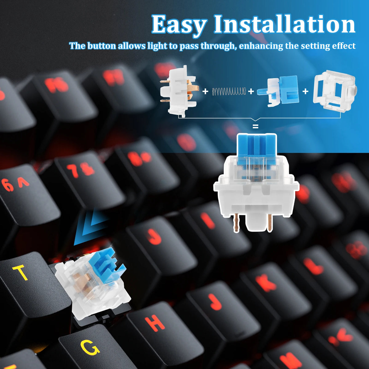 150PCS Switch for Keyboard 3Pin Dustproof Linear Tactile Clicky Silent Switches for MX Mechanical Keyboards Gaming Switch DIY