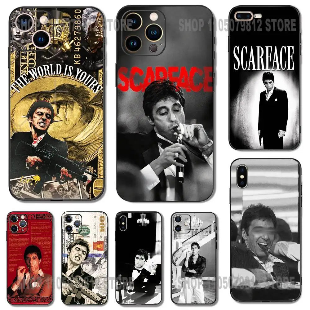 T-Tony M-Montana S-Scarface Phone Case For iPhone 17 16,15,14,13,12,11,Pro,XS,Max,XR,Plus,Mini Soft Silicone Black Shockproof