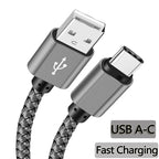 Nylon Data Cable Fast Charger USB A to Type C Charging Cable For Huawei Samsung Android Phone TypeC Charging Device 1M 2M 3M