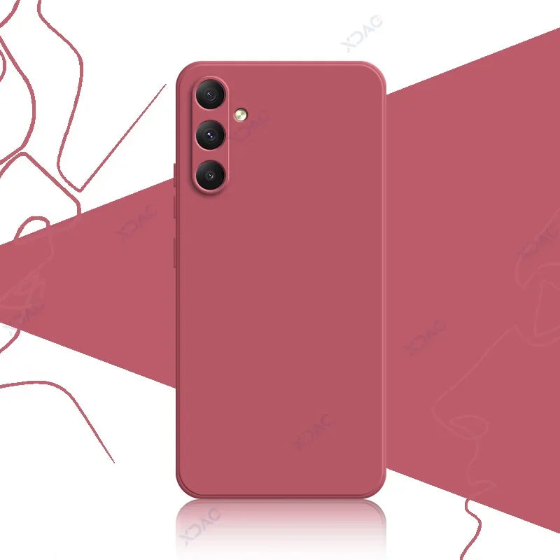 Luxury Square Liquid Silicone Cover for Samsung Galaxy A34 A54 5G SamsungA34 SamsungA54 360 Soft Protective Armor Case Coque Bag
