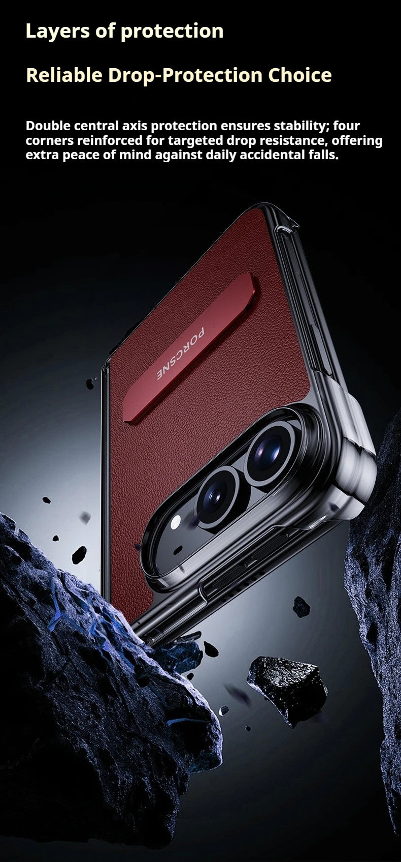 For iPhone Duo 5G Case Luxury Matte Leather Ultra-Thin Skin-Friendly Hinge Holder Folding Shockproof Hard Back Cover Accessories