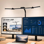 3 Head LED Desk Lamp with Clamp, Flexible 360° Adjustable Stand & Foldable Light, Stepless Dimming Reading Lamp for Home Office