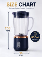 Food Grade 800ml Wireless Blender 1500mAh Battery 6 Blade Fruit Juicer Cup 30W Portable Smoothie Mixer For Shakes Drinks