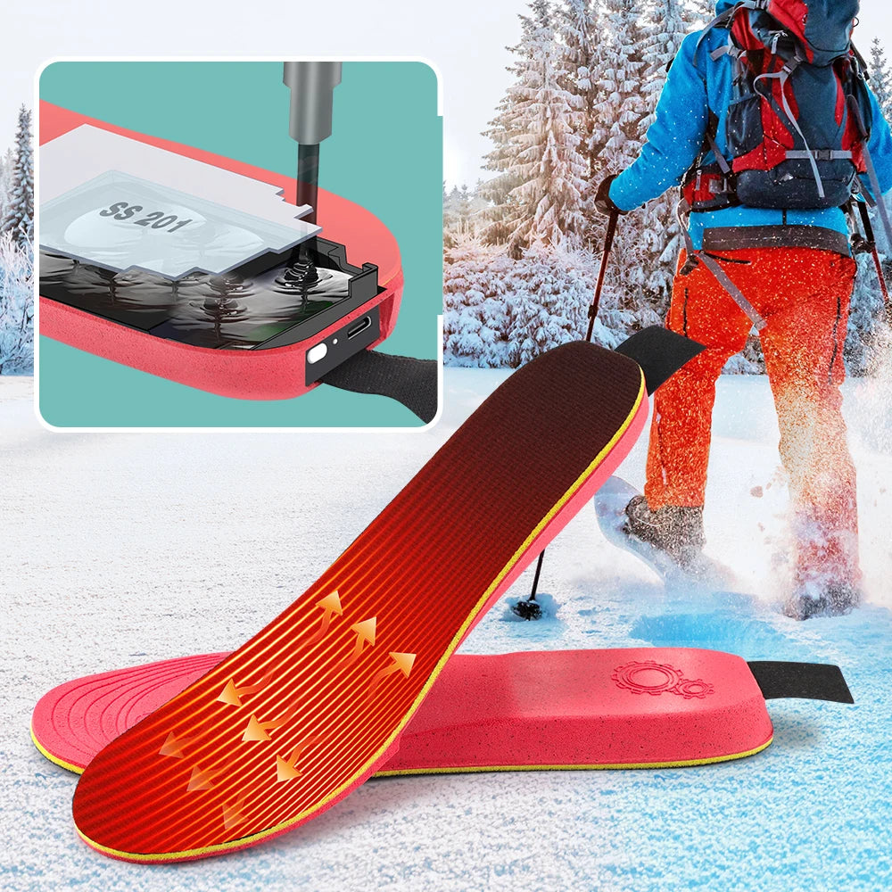 Electric Heated Insoles Anti Stress Safe Foot Warming Pad APP-Controlled Cut-to-Fit for Winter Outdoor Camping Skiing Shoe Pads
