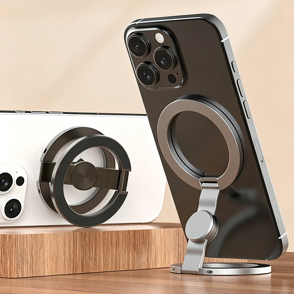 Double Sided Magnetic Suction 3 Sections Shimmering Powder Magnetic Ring Phone Holder 360° Rotatable Ultra Light Ultra Thin Allo