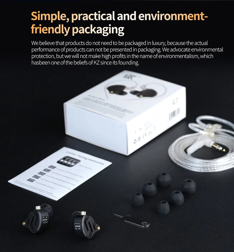 KZ ZS12 Pro X Metal Hybrid Earphones with Adjustable Bass Tuning
