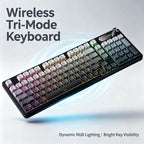RGB Mechanical Style Keyboard 98 Keys Wireless Tri-Mode Silent with Volume Roller Gradient Keycaps Gaming Setup PC Mac