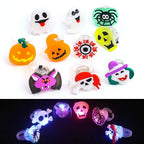 Halloween Luminous Rings Creative Cute Pumpkin Ghost Eye Ghost Pirate Spider Web Children Toys Halloween Flash Finger Rings