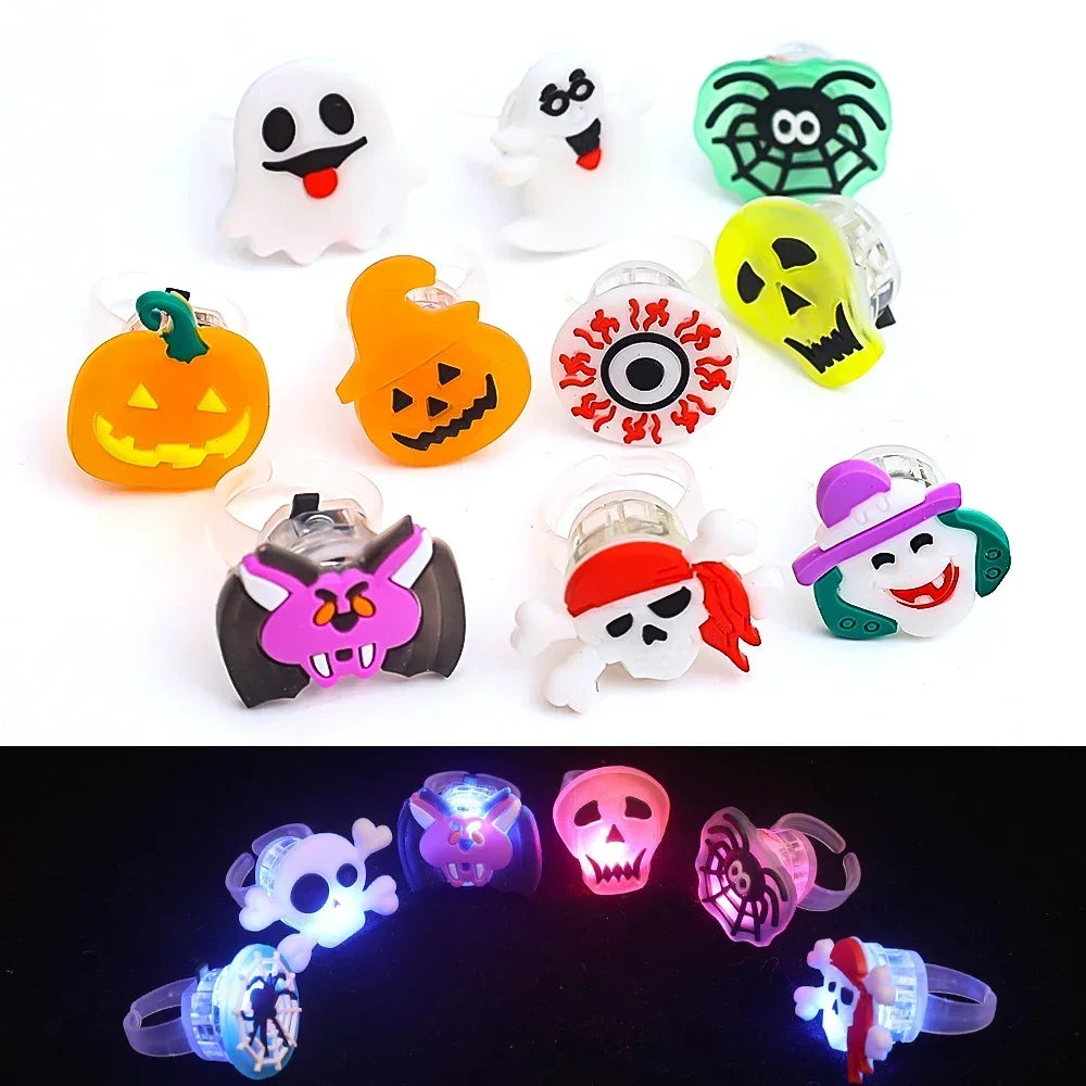 Halloween Luminous Rings Creative Cute Pumpkin Ghost Eye Ghost Pirate Spider Web Children Toys Halloween Flash Finger Rings