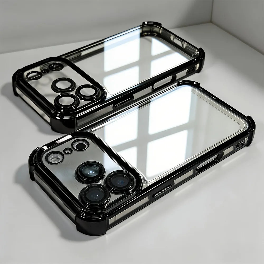 Luxury Buffer Impact Shockproof Plating Transparent Phone Case For iPhone 18 17 16 15 14 13 12 11 Pro Max 16Plus Air Clear Cover