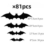 DIY Halloween Bat Decoration 3D PVC Bat Wall Sticker Black Bat Wallpaper Halloween Real Horror Prop