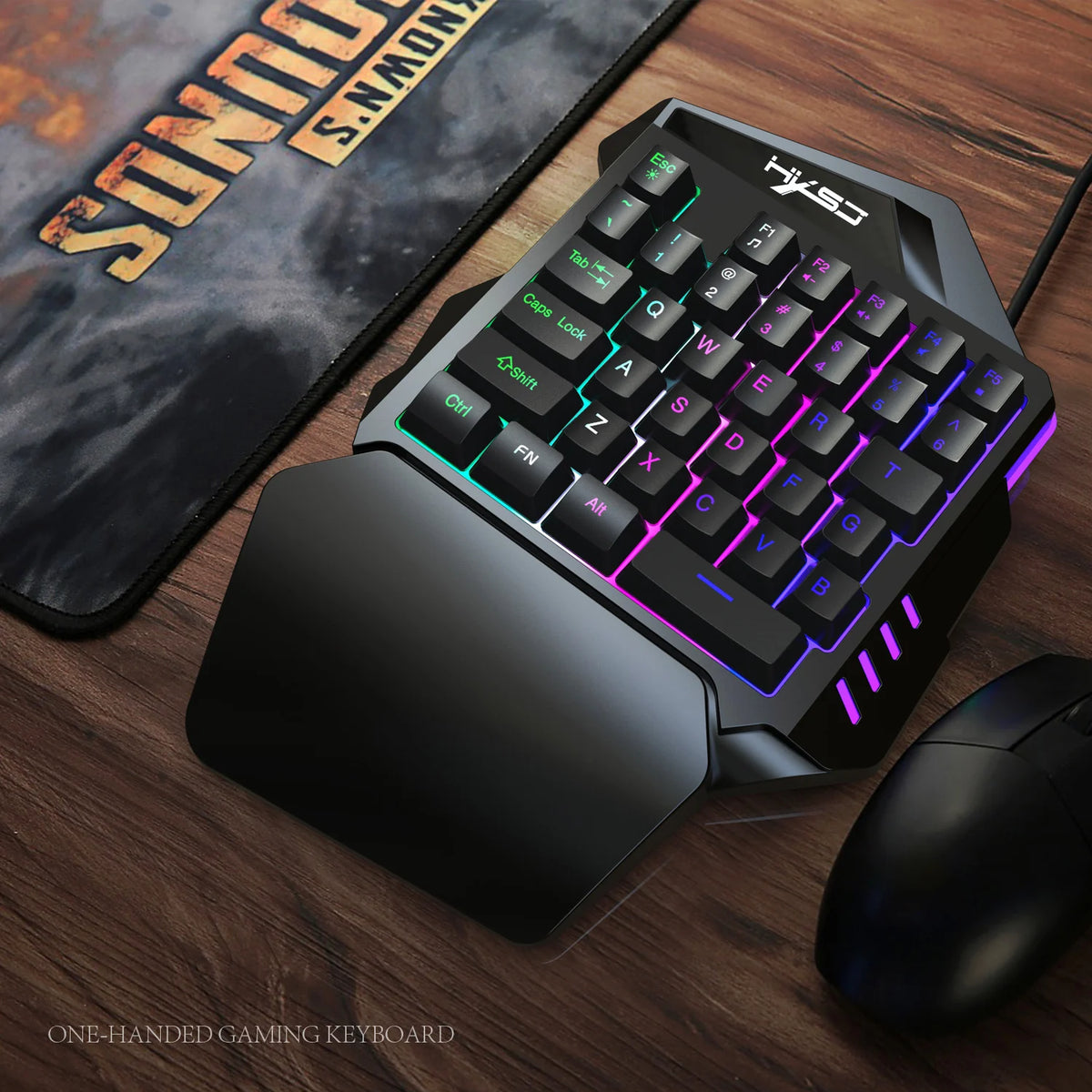 Ergonomic 35-Key Gaming Keyboard with RGB Lighting USB Powered One-Handed Design Thin Film Keys for Enhanced Gaming Experience