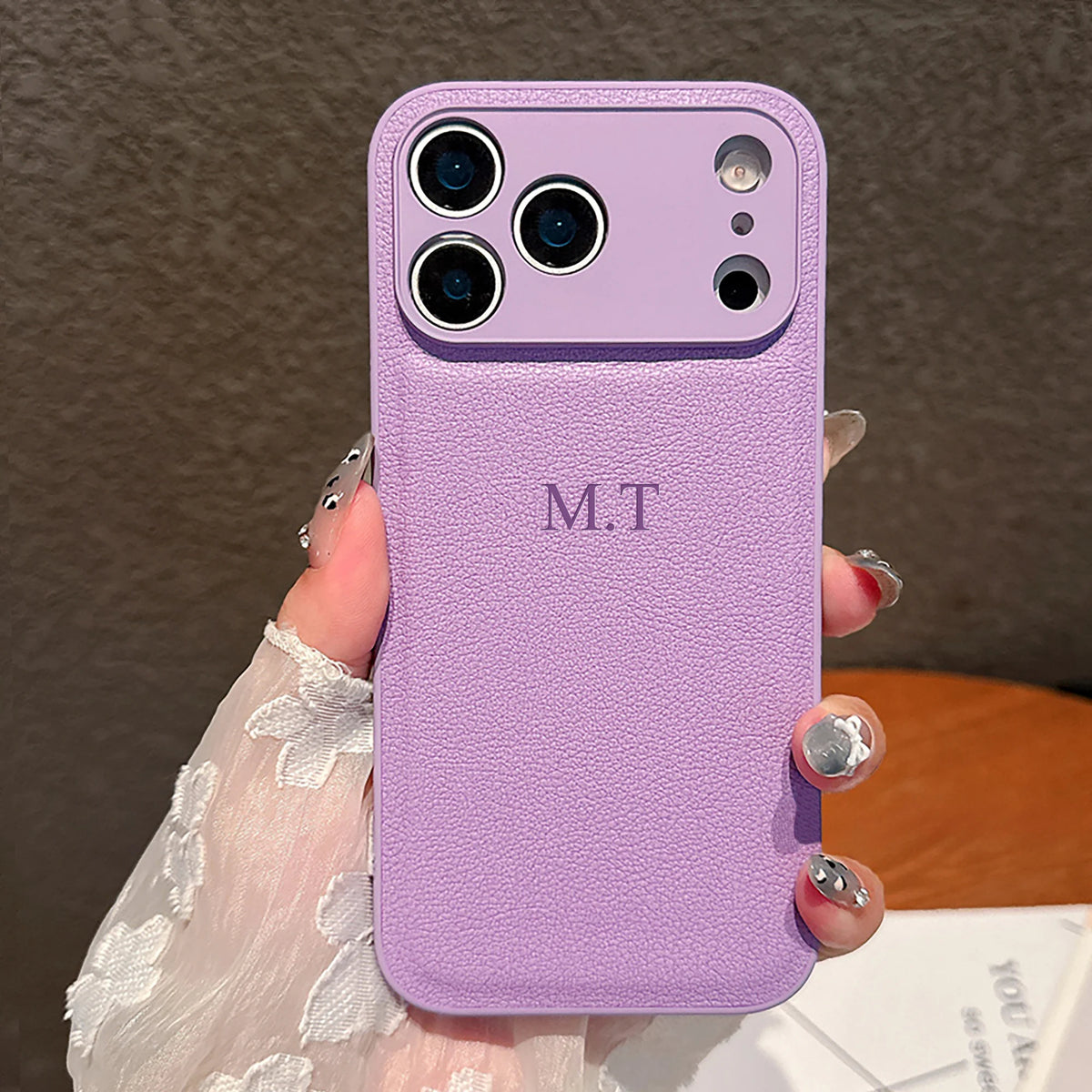 Personalized Luxury Customized Name 3D DIY Hot Engrave Faux Leather Phone Case For IPhone18 17 16 15 14 13 Pro Max Plus Air