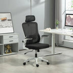 360° swivel desk chair with adjustable headrest and lumbar support – black, seat height adjustable