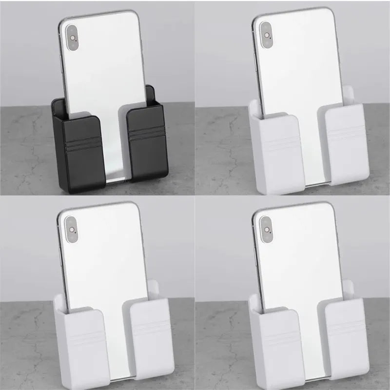 Wall Mounted Phone Charging Holder and Remote Control Organizer