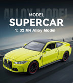 Scale 1:32 M4 X3M Toy Car Model Pull Back Music Light Doors Opened Miniature Vehicle Metal Diecast Models Kids Educational Gifts