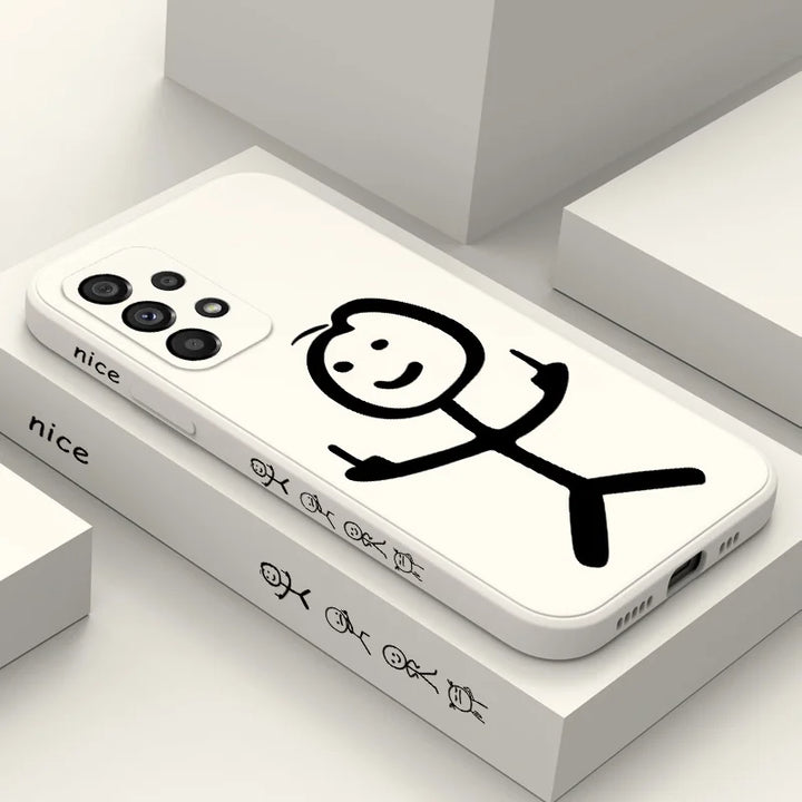 Line Cute Man Case For Samsung Galaxy A73 A53 A33 A23 A13 A03 A72 A52 A52S A32 A22 A12 A02 A02S A71 A51 A31 A21S 4G 5G Cover
