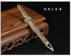 Brass Sword Pendant Waist Decoration Exquisite Double-Sided Carved Small Sword Handle Antique Copper Craft Ornament