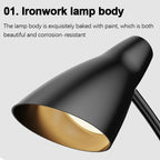 LED Desk Lamp Plug-In Knob Switch Five Level Dimming Desktop Reading Lamps Bedroom Dormitory  Clip Type Iron Bedside Desk Light