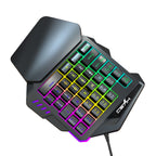 Ergonomic 35-Key Gaming Keyboard with RGB Lighting USB Powered One-Handed Design Thin Film Keys for Enhanced Gaming Experience