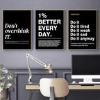 Simple Black Background Inspirational Quotes Canvas Art Poster Prints Modern Motivational Wall Decor Picture for Home