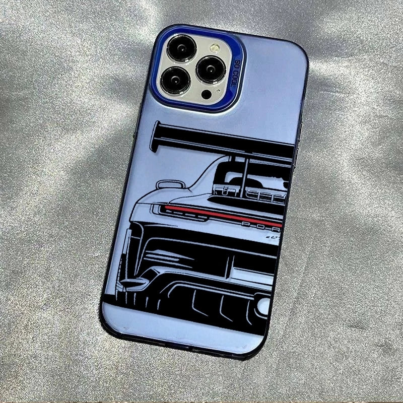 Trendy Sports Car Line Art Phone Case For iPhone 17 Pro Max 16 15 14 Pro 13 12 11 XS XR X 8 7 16 Plus 17E Shockproof Laser Cover