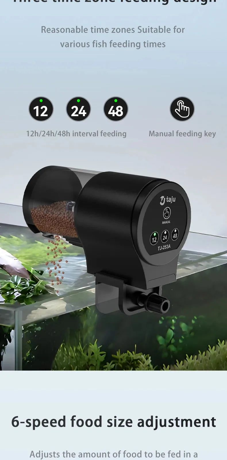 Automatic Fish Feeder With Timer IP66 Waterproof Auto Fish Tank Feeder 100ml Capacity Food Dispenser For Fish/Turtle