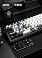 Personalized Keycap Set PBT 129 Key Side Engraved Translucent Keyboard Keychain Compatible with/64/84/98/108 Mechanical Keyboard