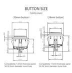 Qanba Gravity KS Mechanical Shafts Silent Pushbutton 24mm/30mm Arcade Button Snap-in (Boxed)