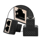 One To Two Adapter For Ethernet Cable Splitter Rj45 8P8C PC Version Simultaneous Internet Access IPTV Broadband Three Way Conn