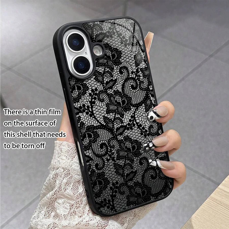 For iPhone 18 17 16 15 14 13 12 11 Pro Max Plus Case Exquisite Lace Pattern Silicone Cover For iPhone Air 16E XS X XR Soft Funda