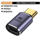 USB4.0 40Gbps OTG Type C 90 Degree Adapter 100W 5A USB C to Type C Fast Charging Converter USB C Data Adapter For Macbook 8K60HZ