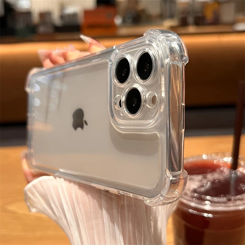 Luxury Shockproof Transparent Case For iPhone 17 16 15 14 13 12 11 Pro Max X Xs XR Max 7 8 Plus SE Clear Soft Bumper Cases Cover