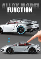 1:24 Porsche 911 992 Turbo S Alloy Sports Car Model Diecast Metal Racing Vehicles Car Model Simulation Sound Light Kids Toy Gift
