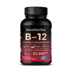 Vitamin B12 with Collagen,  Hyaluronic Acid - Supports Energy, Focus, Mood, Nervous System & Immune Health, Relieves Fatigue