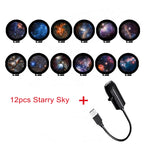 USB Starry Sky Projector Lamp 360° Rotatable Flexible Hose Planet Galaxy Projection Light with 17/12 Pcs Film Slides Bedroom