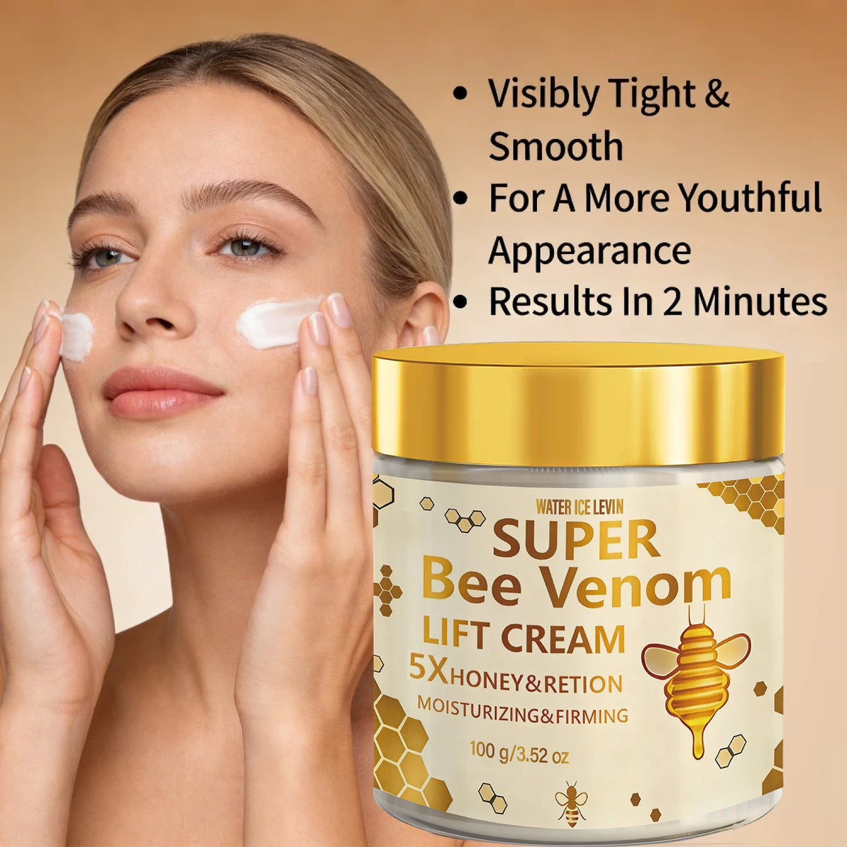 Bee Venom Face Cream 100g with Hyaluronic Acid, Vitamin C & Niacinamide - Moisturizing Firming Lifting Cream for All Skin Types