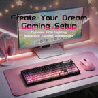 RGB Mechanical Style Keyboard 98 Keys Wireless Tri-Mode Silent with Volume Roller Gradient Keycaps Gaming Setup PC Mac