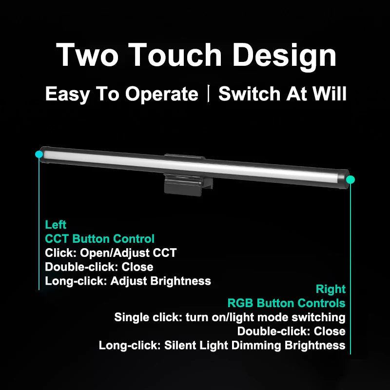 44CM Monitor Light Bar LED Computer Screen Hanging Lights RGB Atmosphere Table Lamp Stepless Dimmable for Work Study Read Gaming