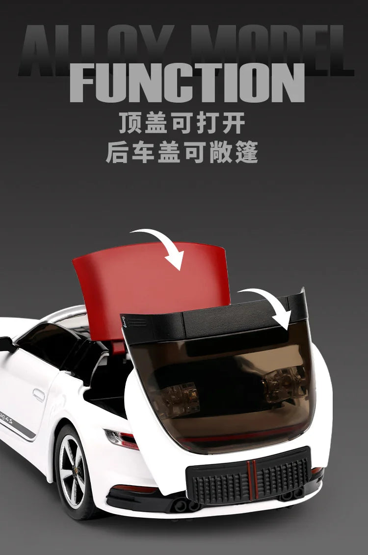 1:32 911 Targa 4S Sports Car Alloy Car Model Simulated Children's Toy Collection Ornaments for Boys Gifts