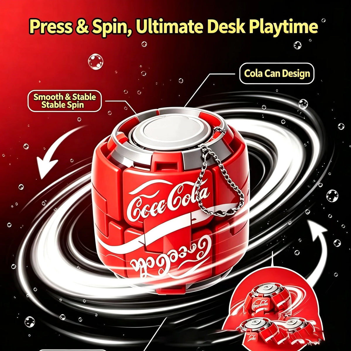 Soda Can Fingertip Slider Fidget Toy Keychain for Stress Relief