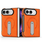 For Magsafe For iPhone Duo Case Luxury Matte Leather Magnetic Rotating Ring Holder Shockproof Protection Back Cover Accessories