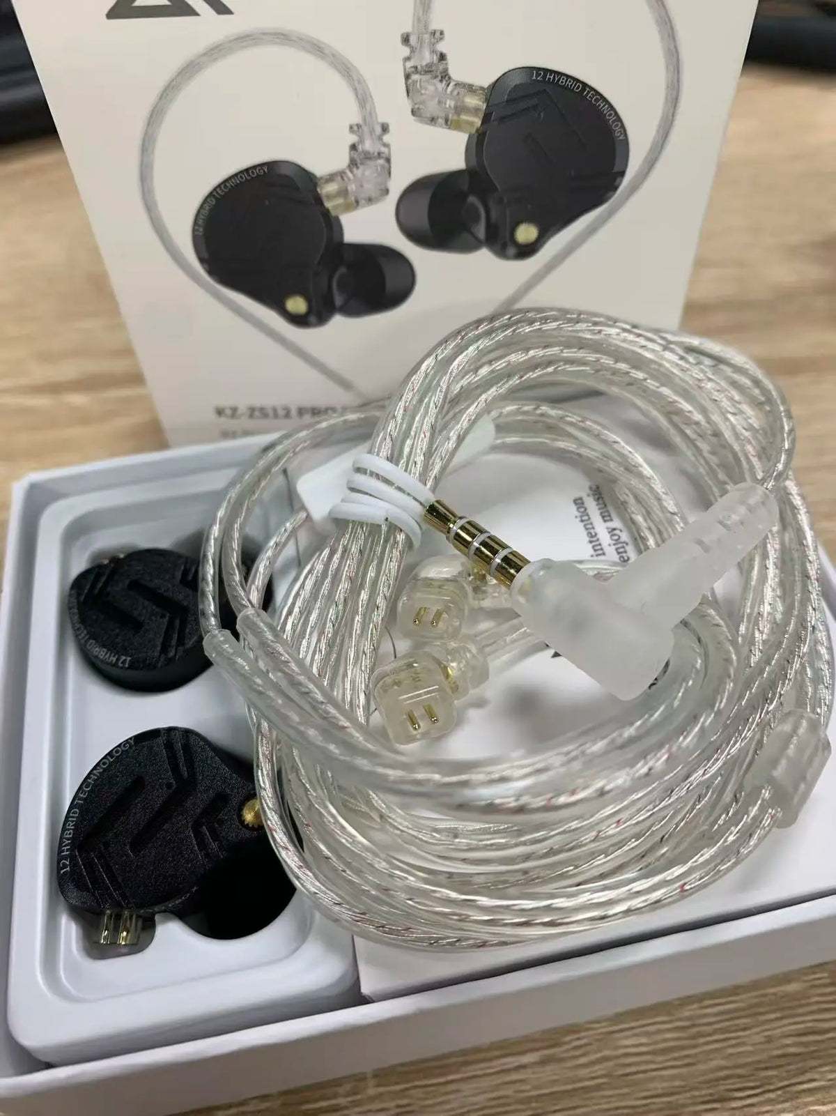 KZ ZS12 Pro X Metal Hybrid Earphones with Adjustable Bass Tuning
