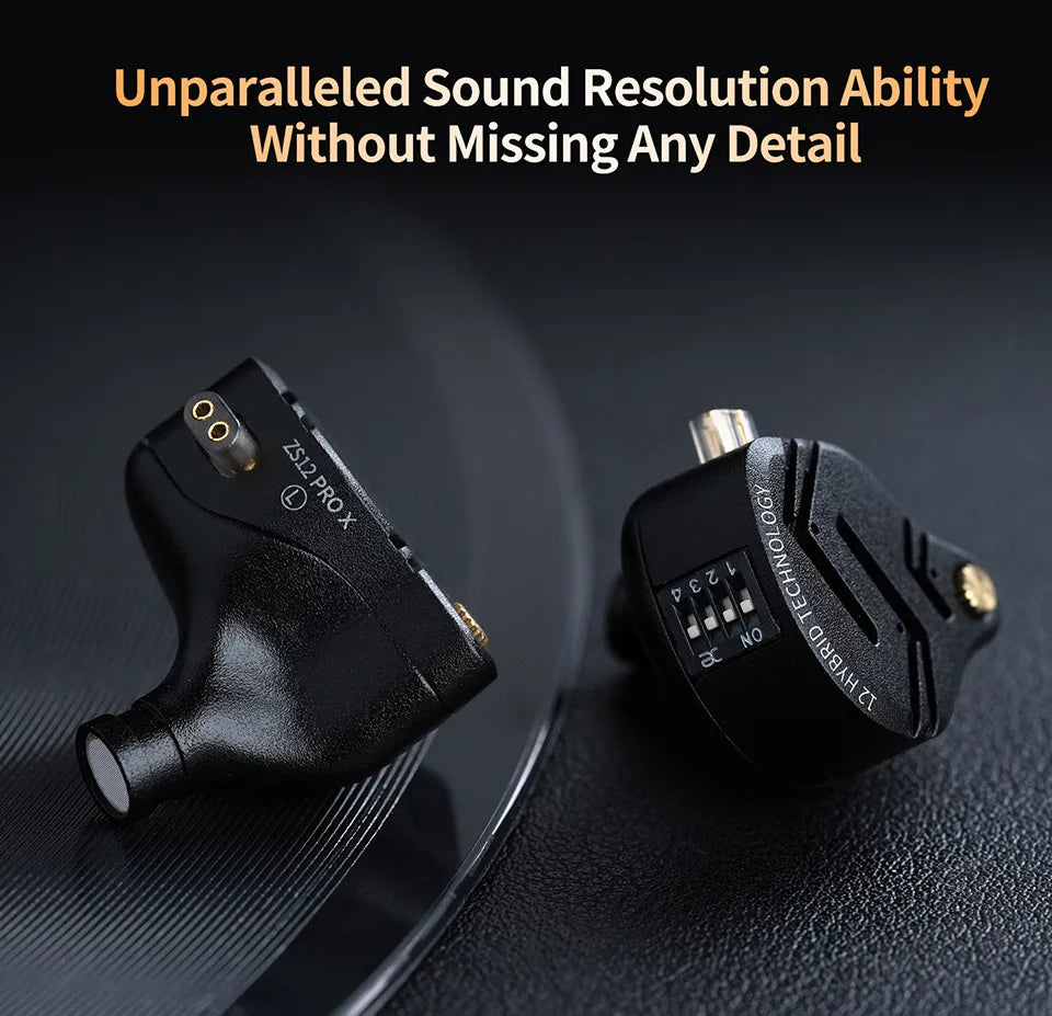 KZ ZS12 Pro X Metal Hybrid Earphones with Adjustable Bass Tuning
