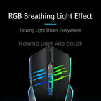Wired Gaming Mouse RGB Breathing Light 3 Level Adjustable DPI Ergonomic Symmetric Design Skin Friendly Surface Computer Mice
