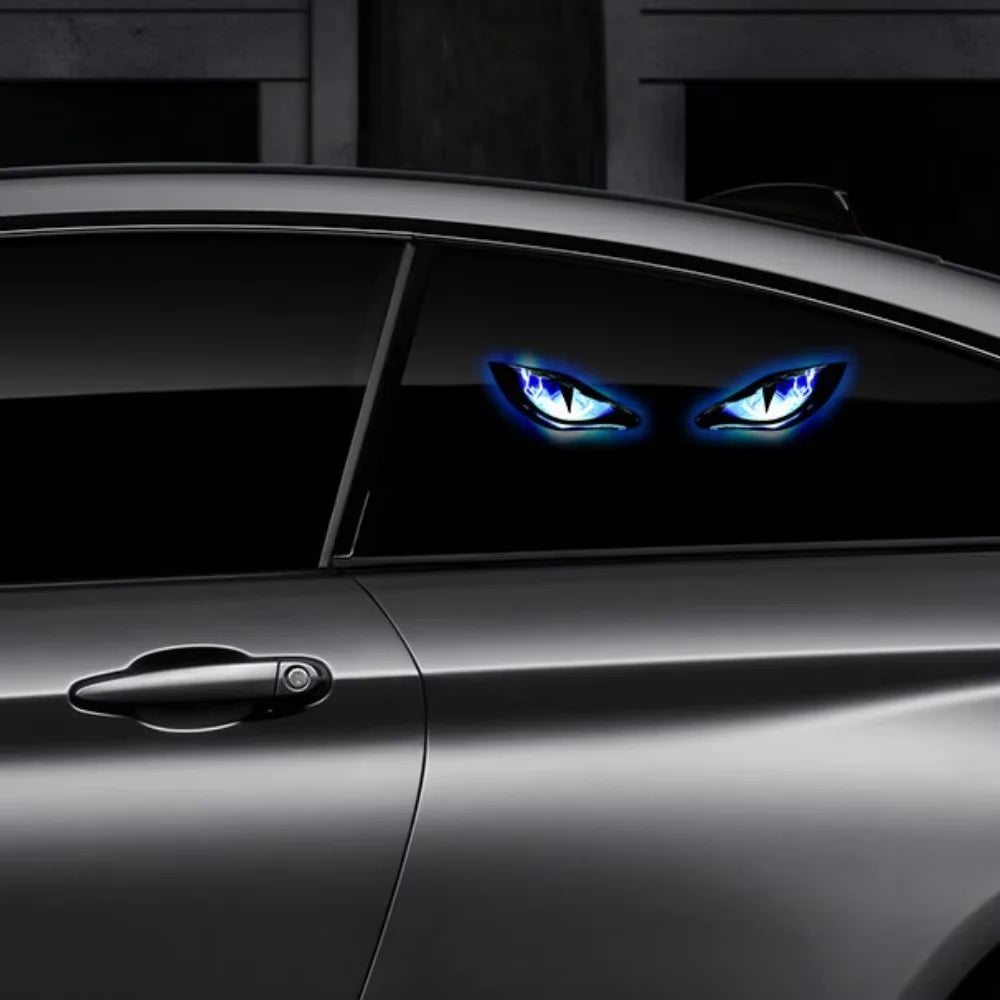 KEVANLY Solar Power Car Demon Eye Light Cool Flashing Warning Light Dynamic Safety Vehicle Signal Lights Universal