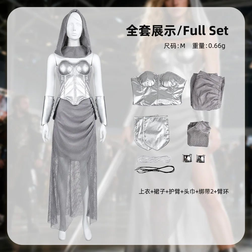 Women Medieval Knight Warrior Costume Skirt Top Headband Bracelet Halloween Renaissance Princess Cosplay