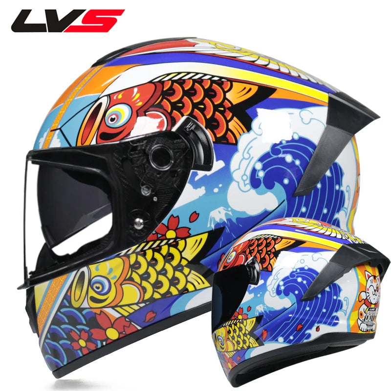 Full Face Racing Helmets Winter Warm Double Visor Motorcycle Helmet Motorbike Sports helmet LVS-701