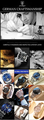 POEDAGAR High Quality Original Men Clock Waterproof Luminous Date Luxury Man Watch Stainless Steel Quartz Men's Watches Male+Box