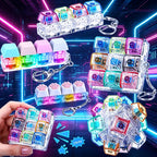 LED Light Keyboard Keychain Fidget Toy Clickable Button Stress Relief Portable Desk Accessory Office Decor Gift  Anxiety Relief
